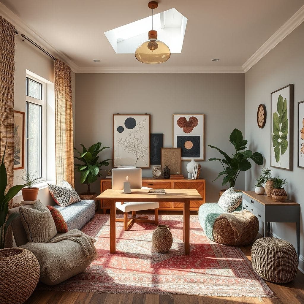 Modern Boho Home Office design example 4