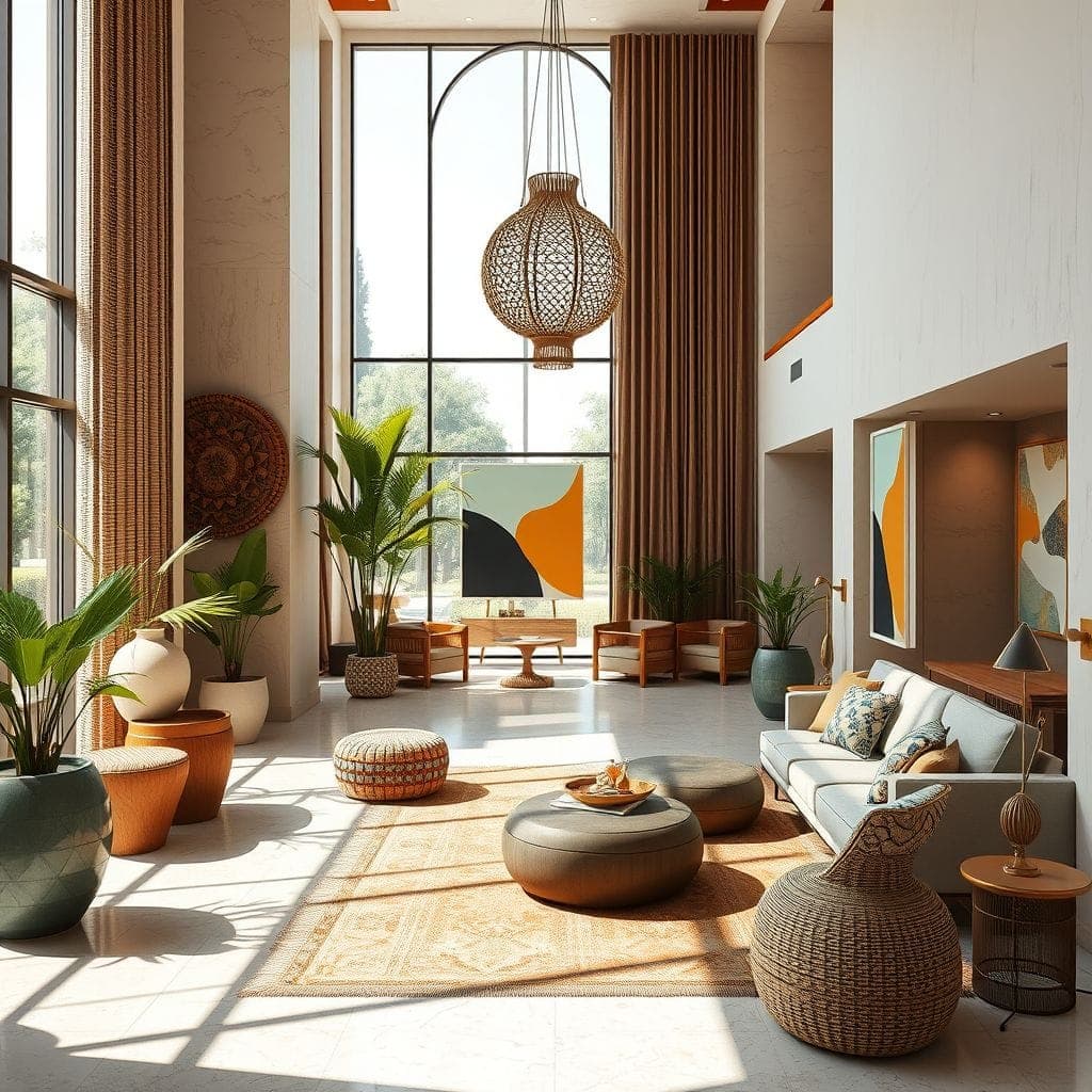 Modern Boho Hotel Lobby design example 3