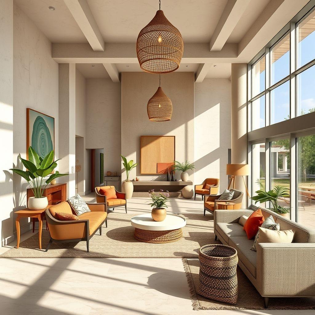 Modern Boho Hotel Lobby design example 4