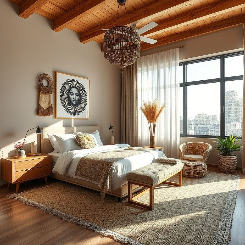 Modern Boho Hotel Room design example 1