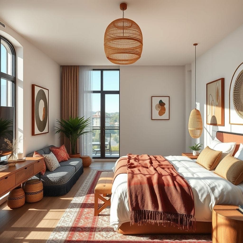 Modern Boho Hotel Room design example 2