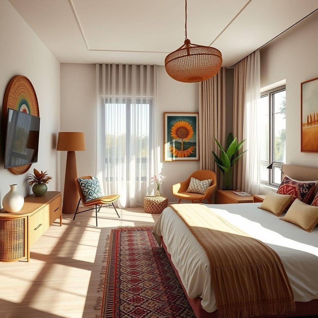 Modern Boho Hotel Room design example 3