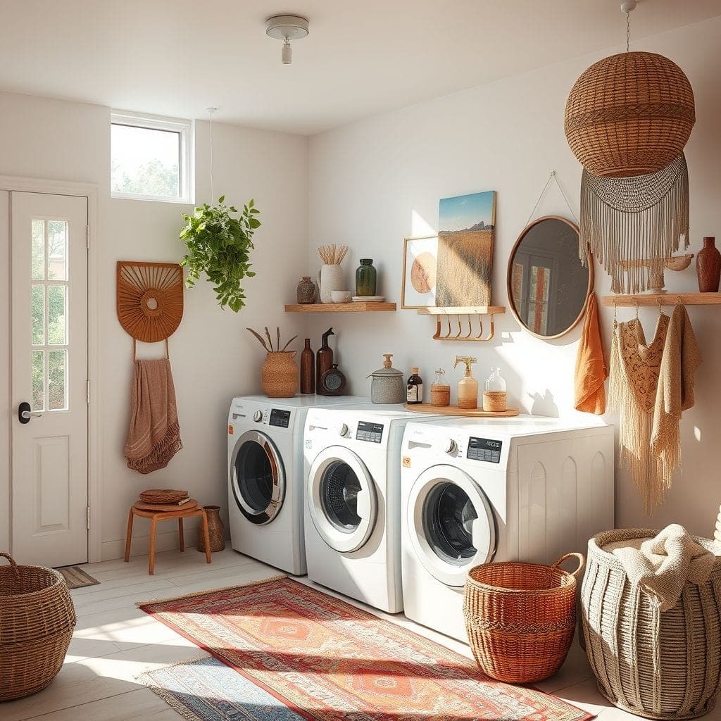 Modern Boho Laundry Room design example 1