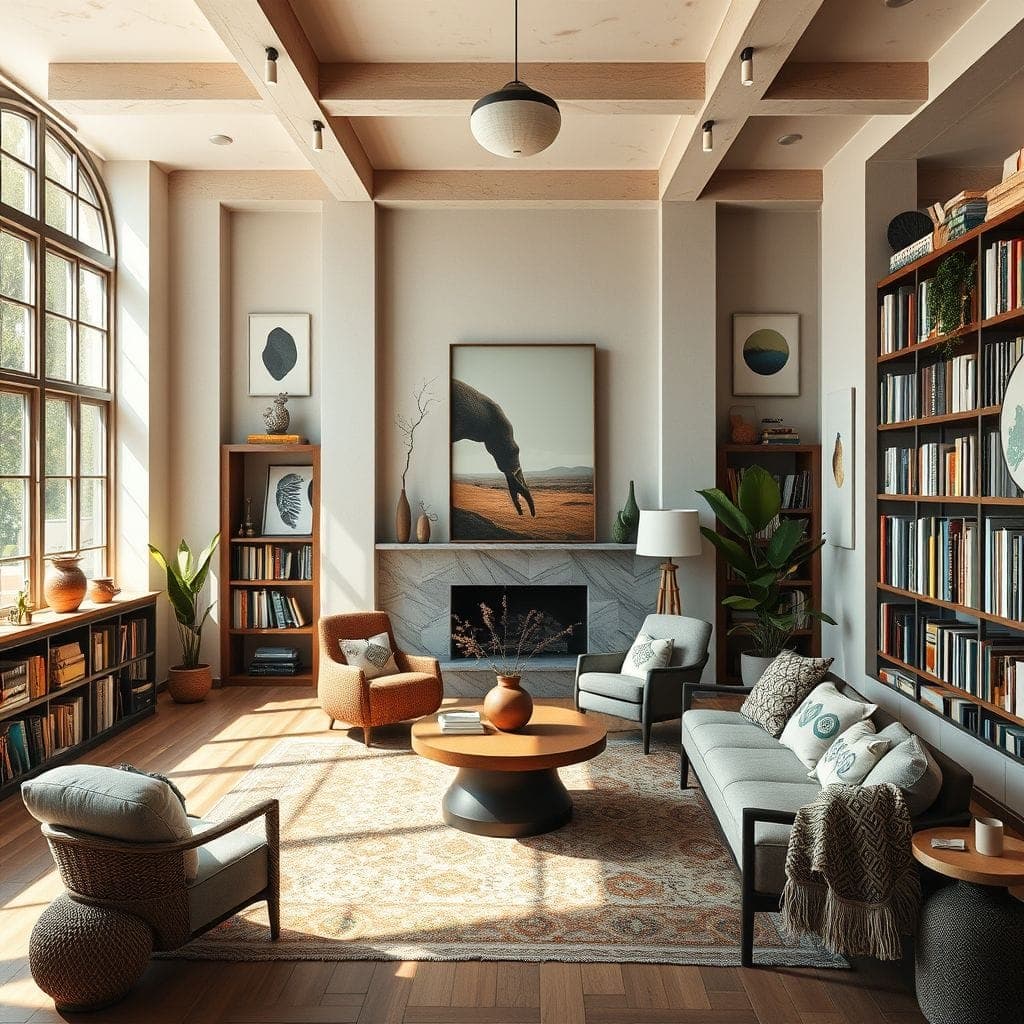 Modern Boho Library design example 1