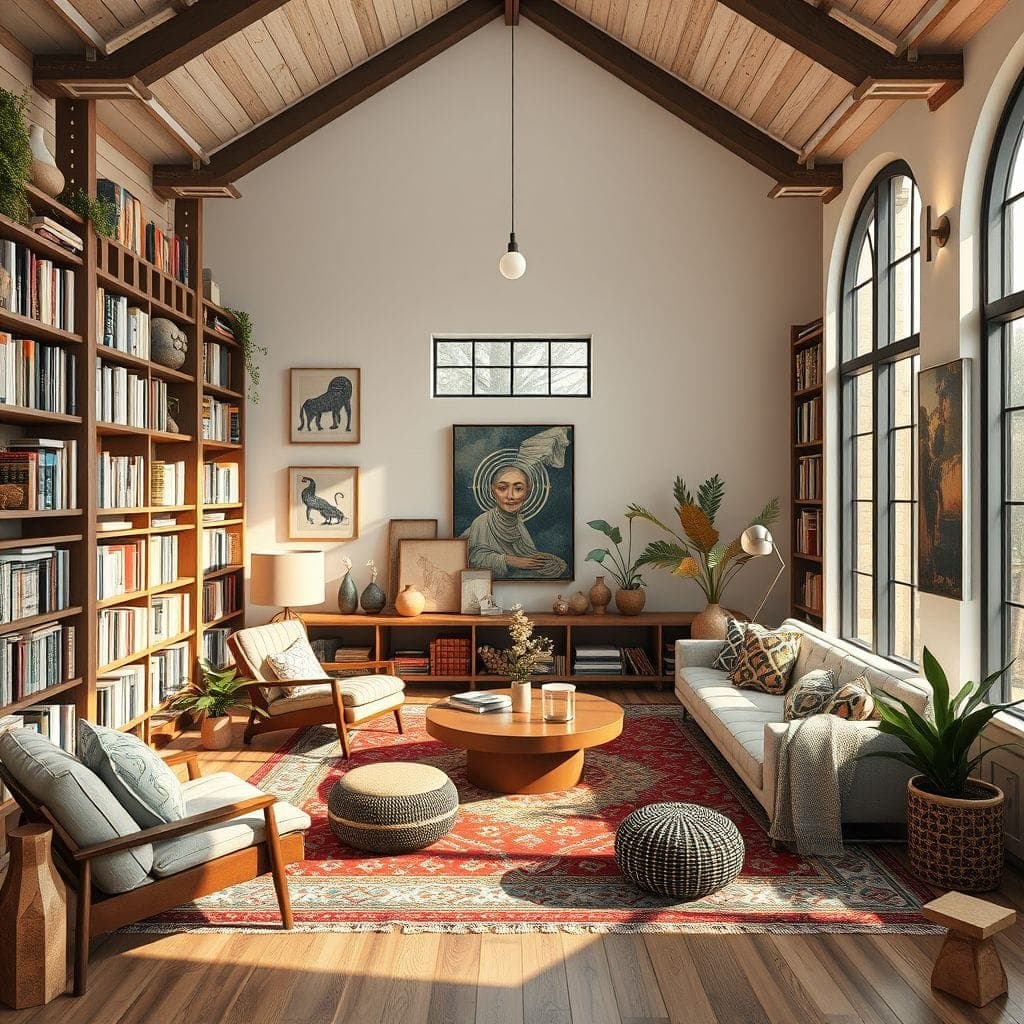 Modern Boho Library design example 3