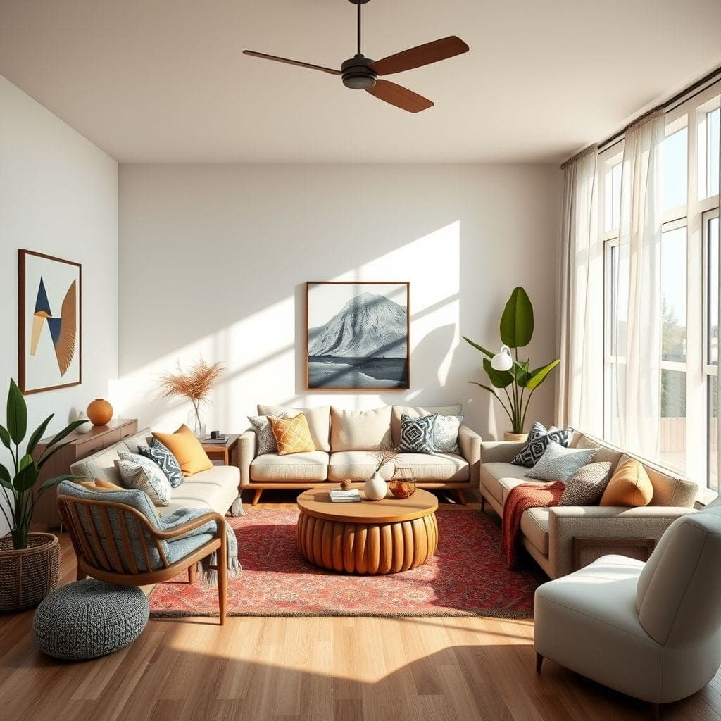 Modern Boho Living Room design example 1