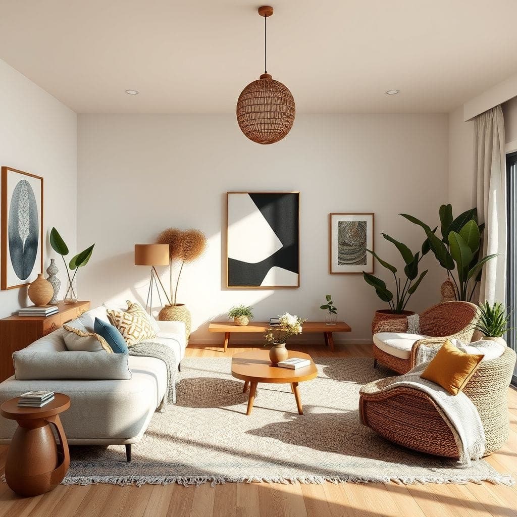 Modern Boho Living Room design example 4