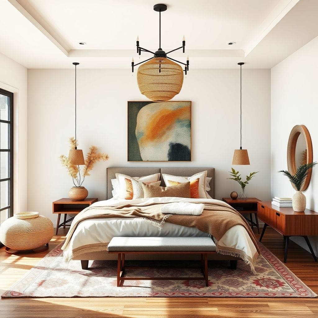 Modern Boho Master Bedroom design example 1