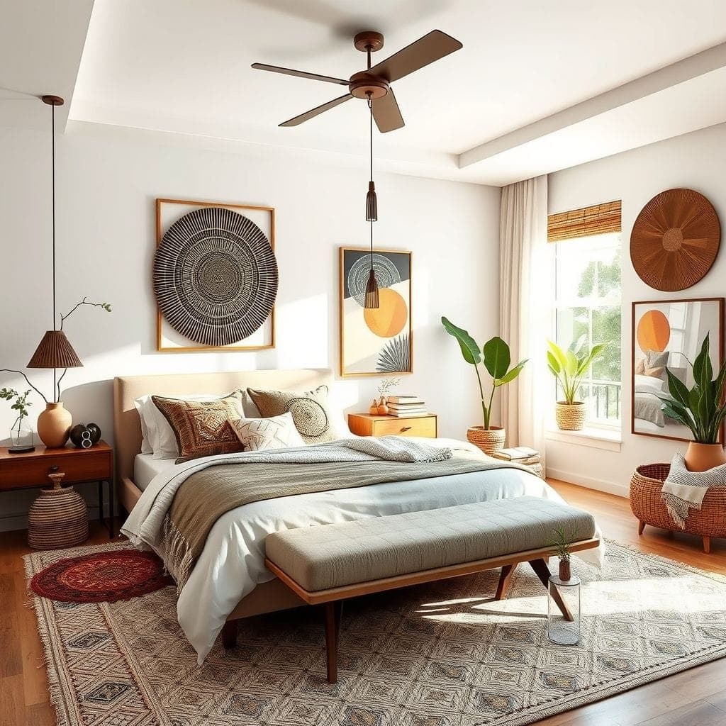 Modern Boho Master Bedroom design example 3