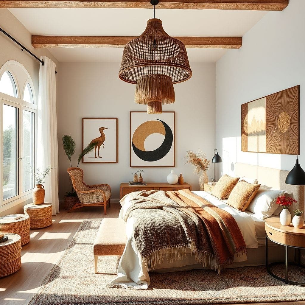 Modern Boho Master Bedroom design example 4