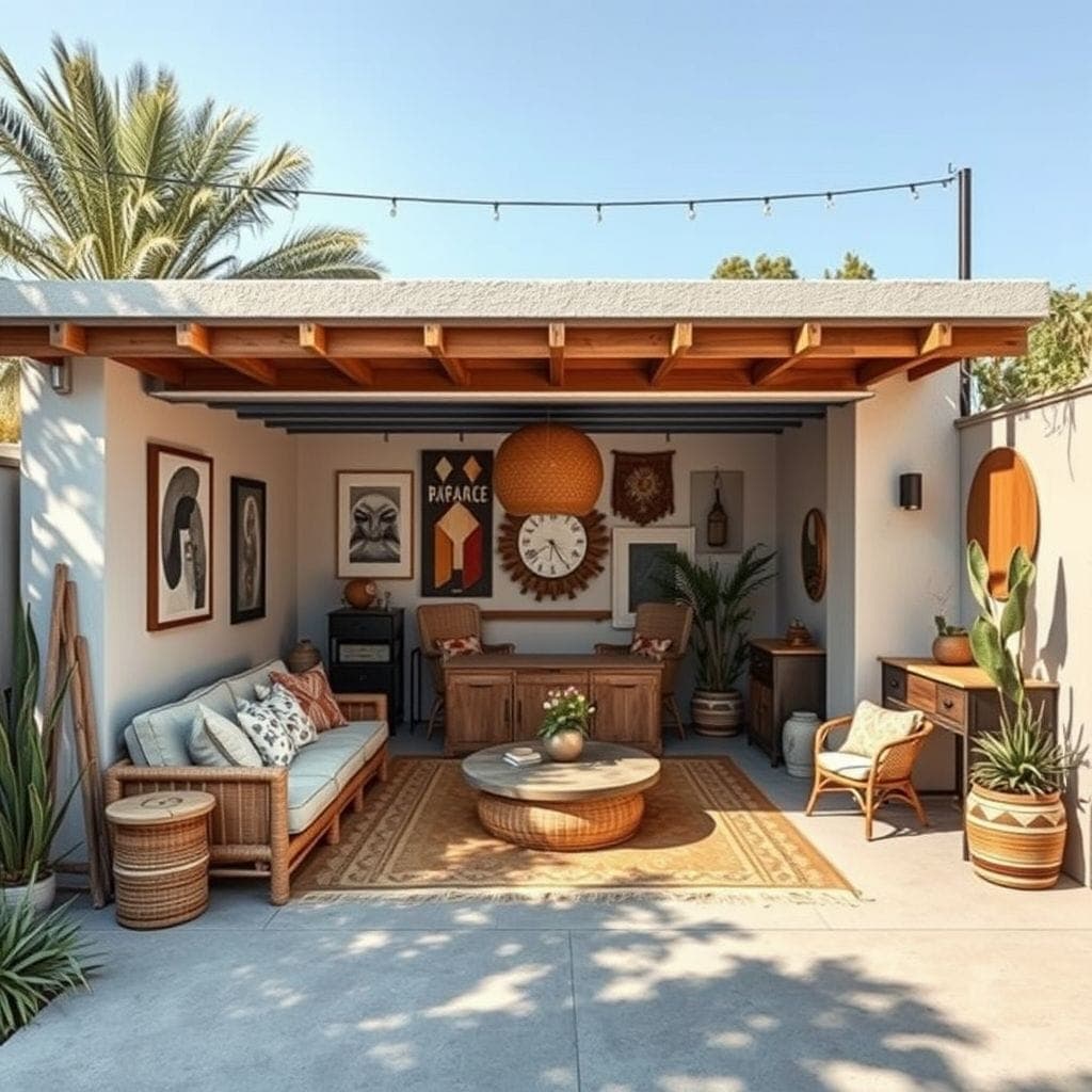 Modern Boho Outdoor Garage design example 2