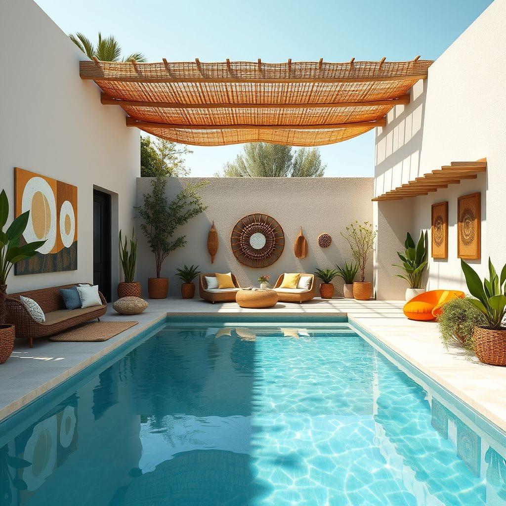Modern Boho Outdoor Pool Area design example 3