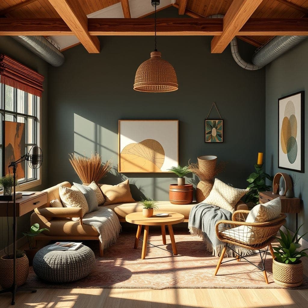 Modern Boho Podcast Studio design example 1