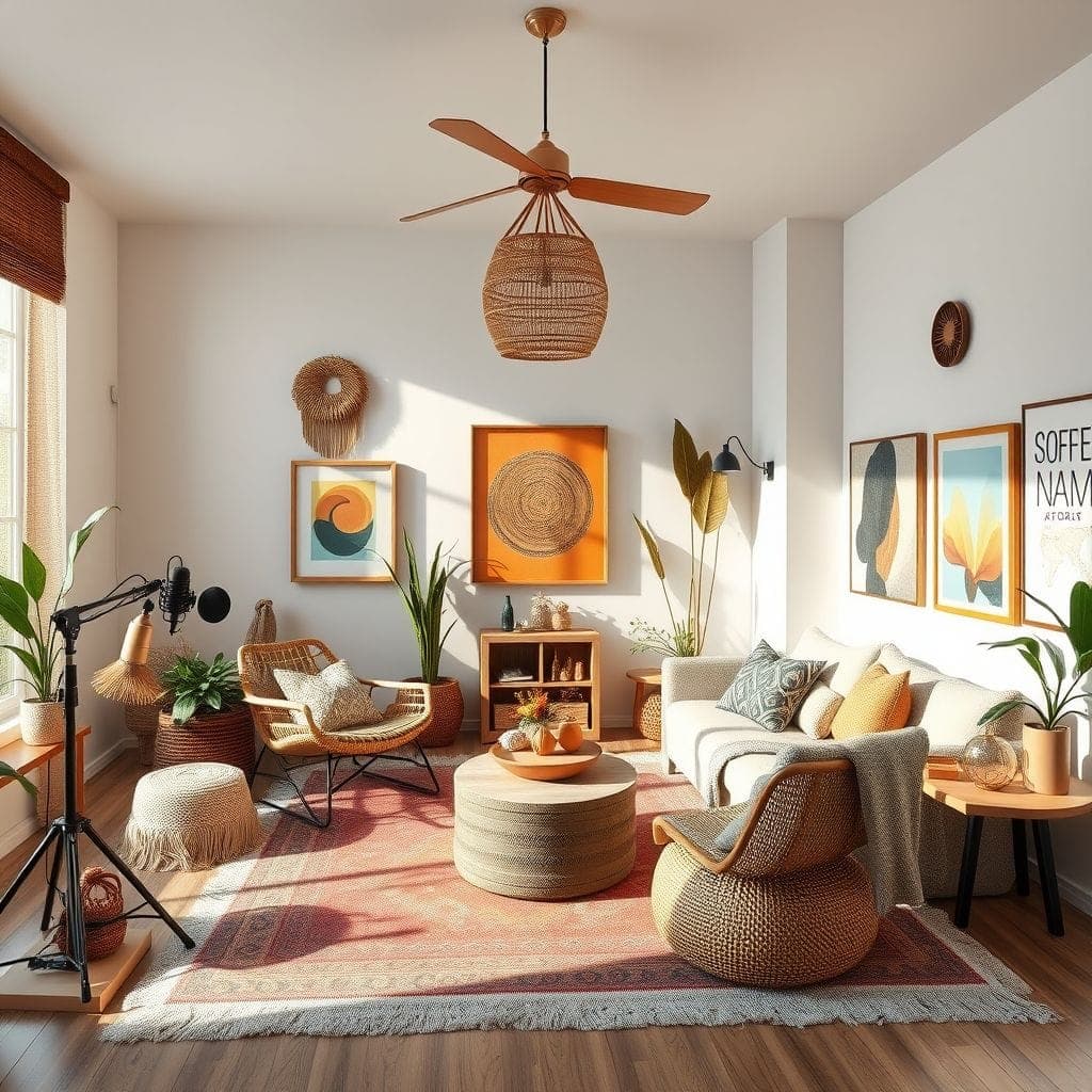 Modern Boho Podcast Studio design example 3