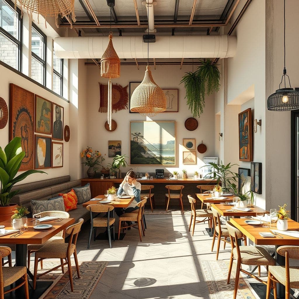 Modern Boho Restaurant design example 1