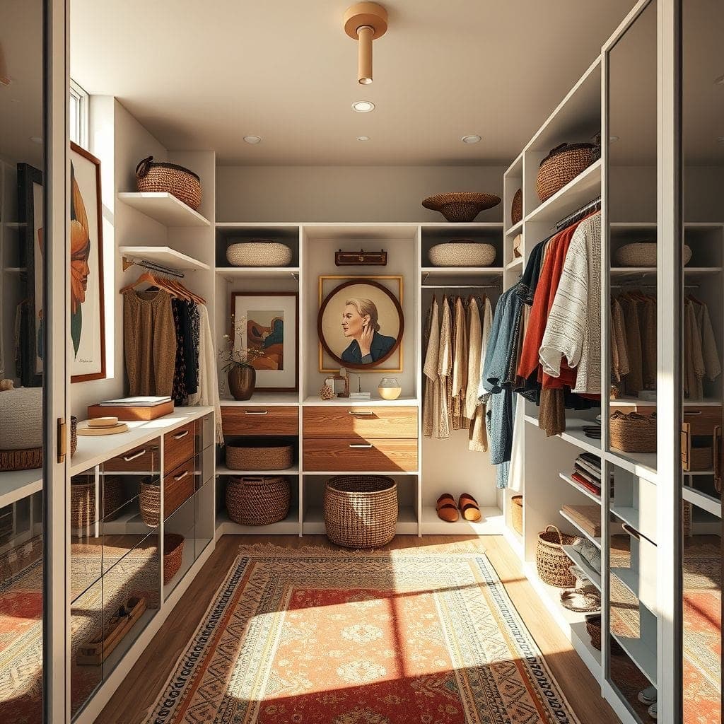 Modern Boho Walk-in Closet design example 4