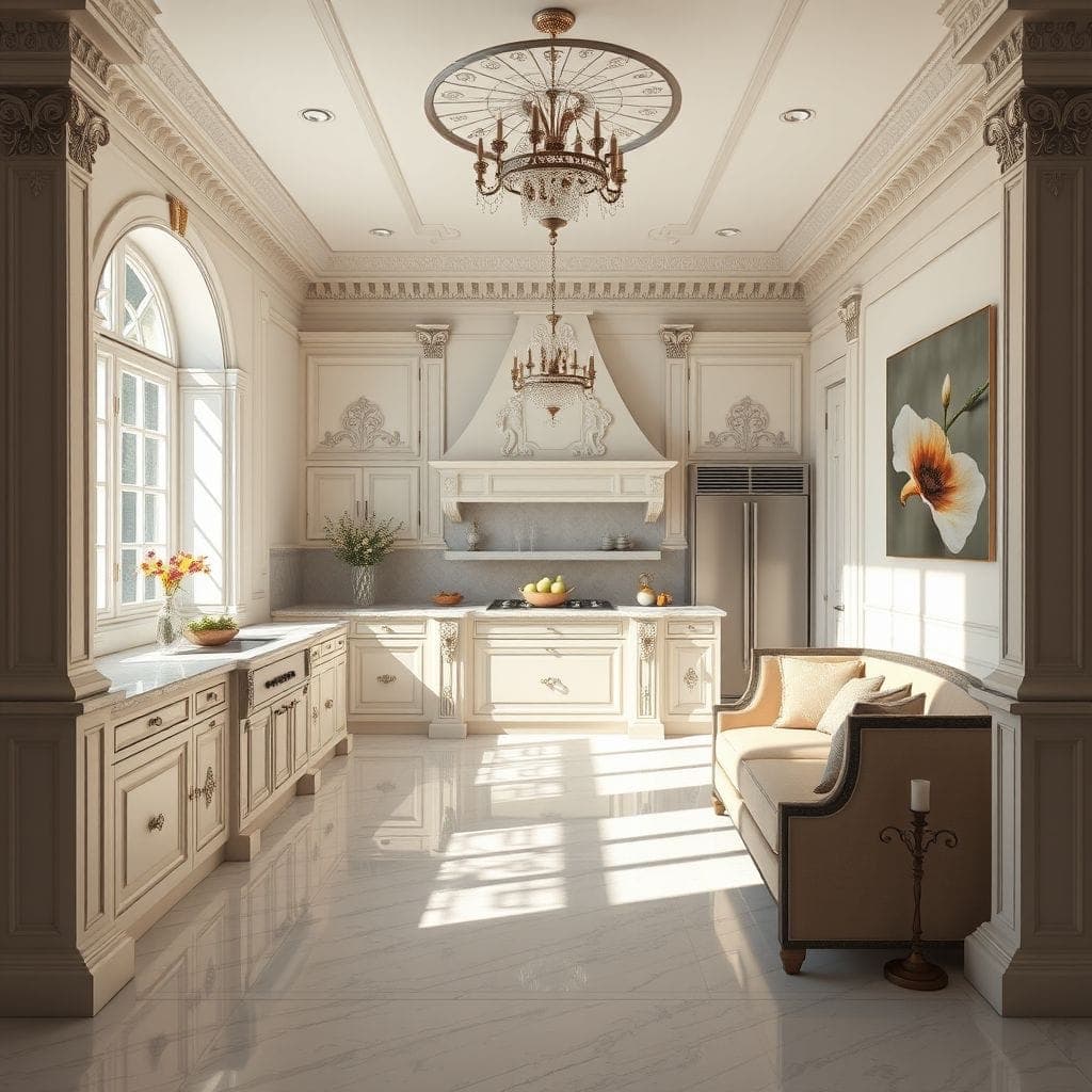 Neoclassic Kitchen Living Combo design example 3