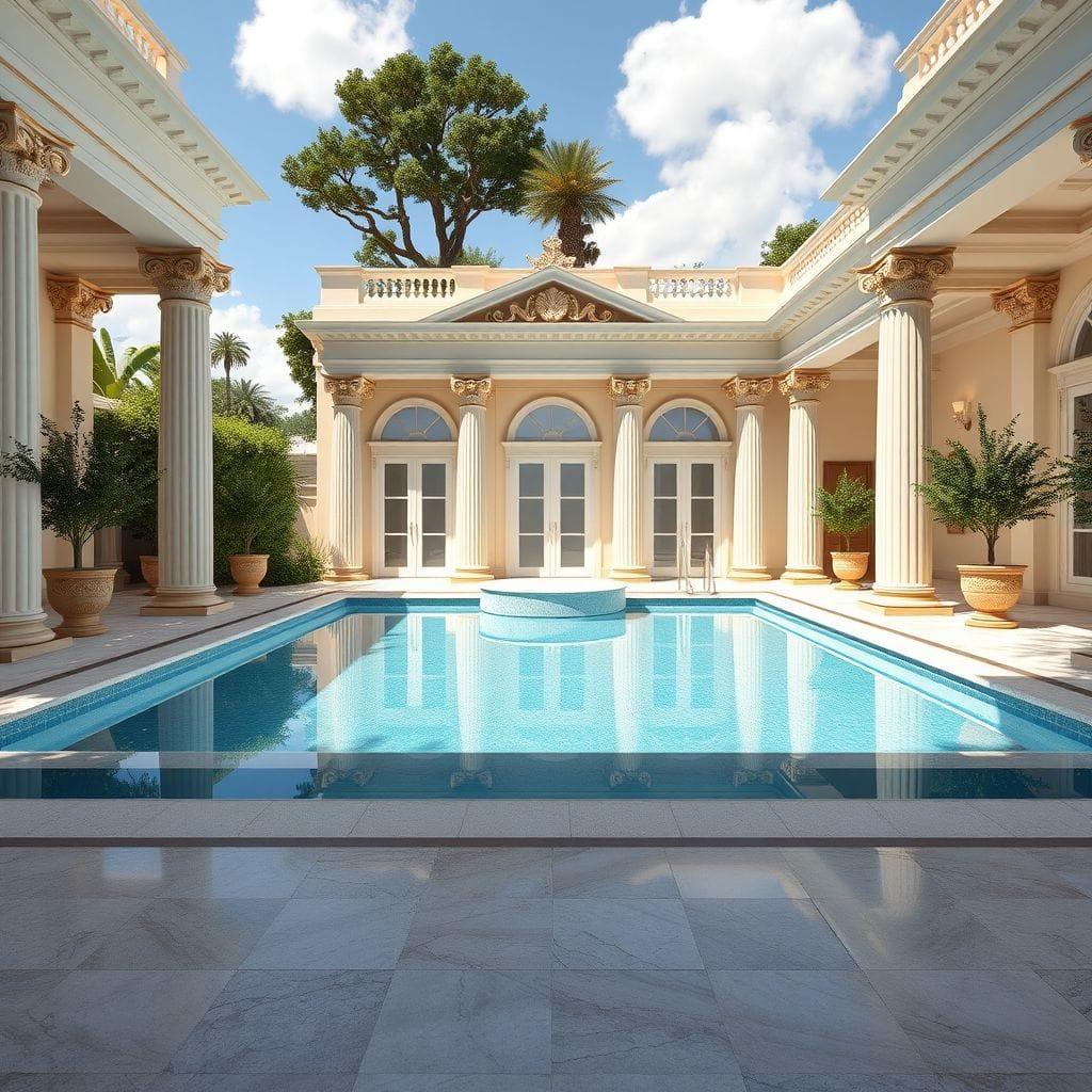 Neoclassic Outdoor Pool Area design example 1