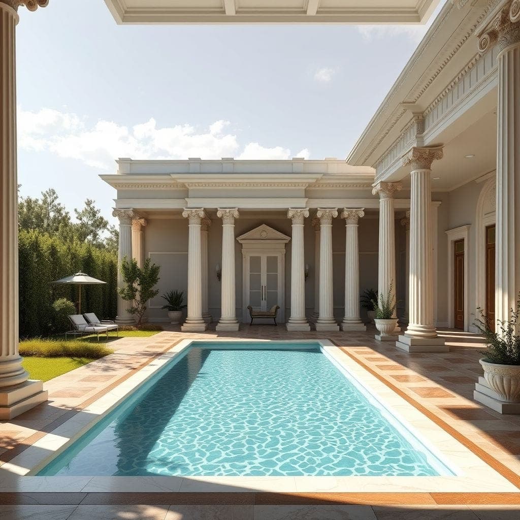 Neoclassic Outdoor Pool Area design example 4