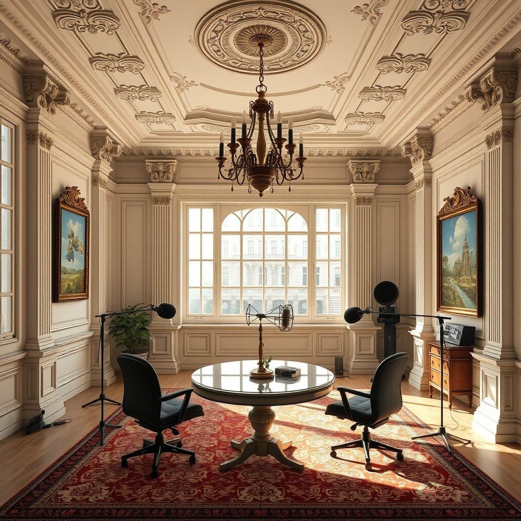 Neoclassic Podcast Studio design example 1