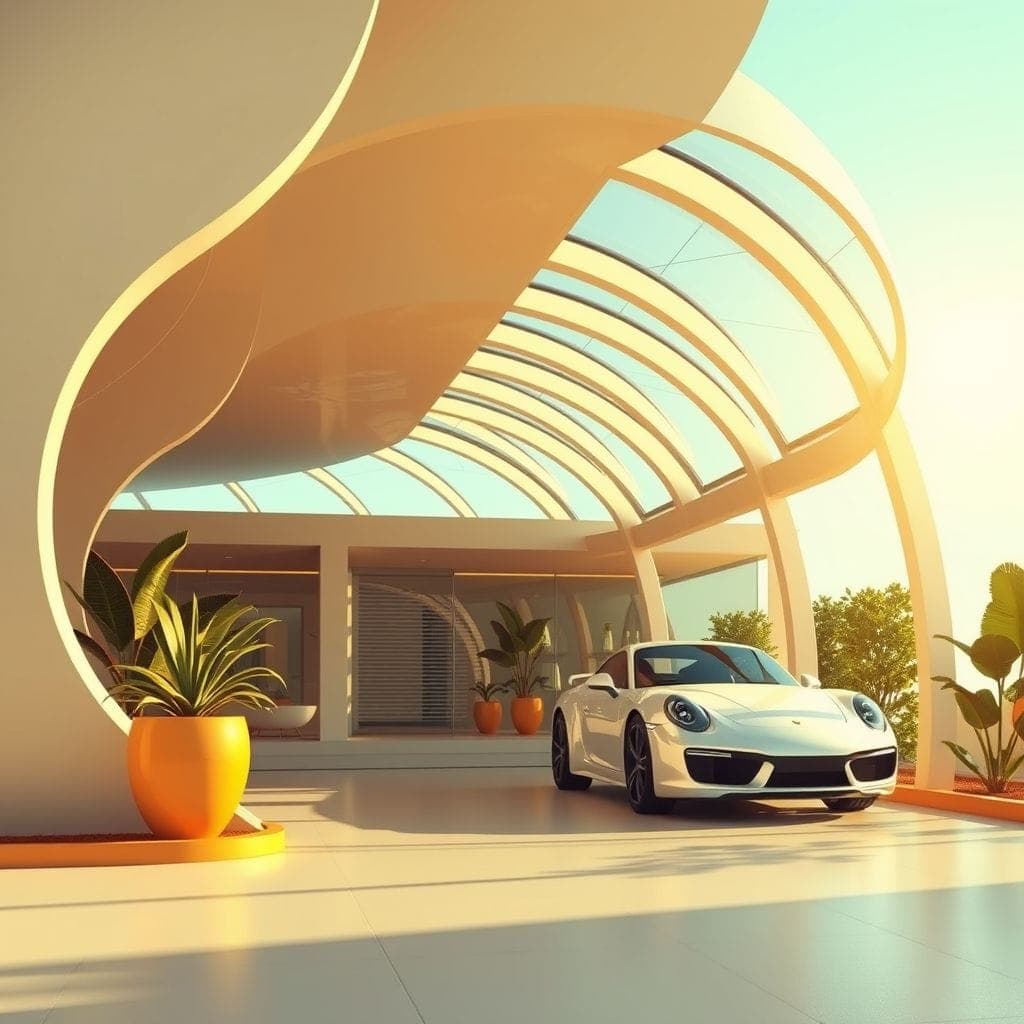Retro Futuristic Carport design example 2