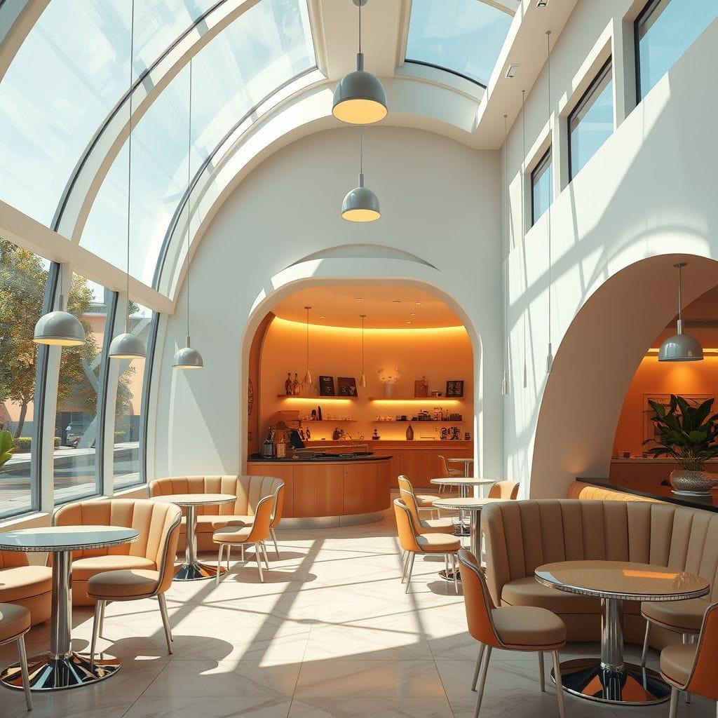Retro Futuristic Coffee Shop design example 1