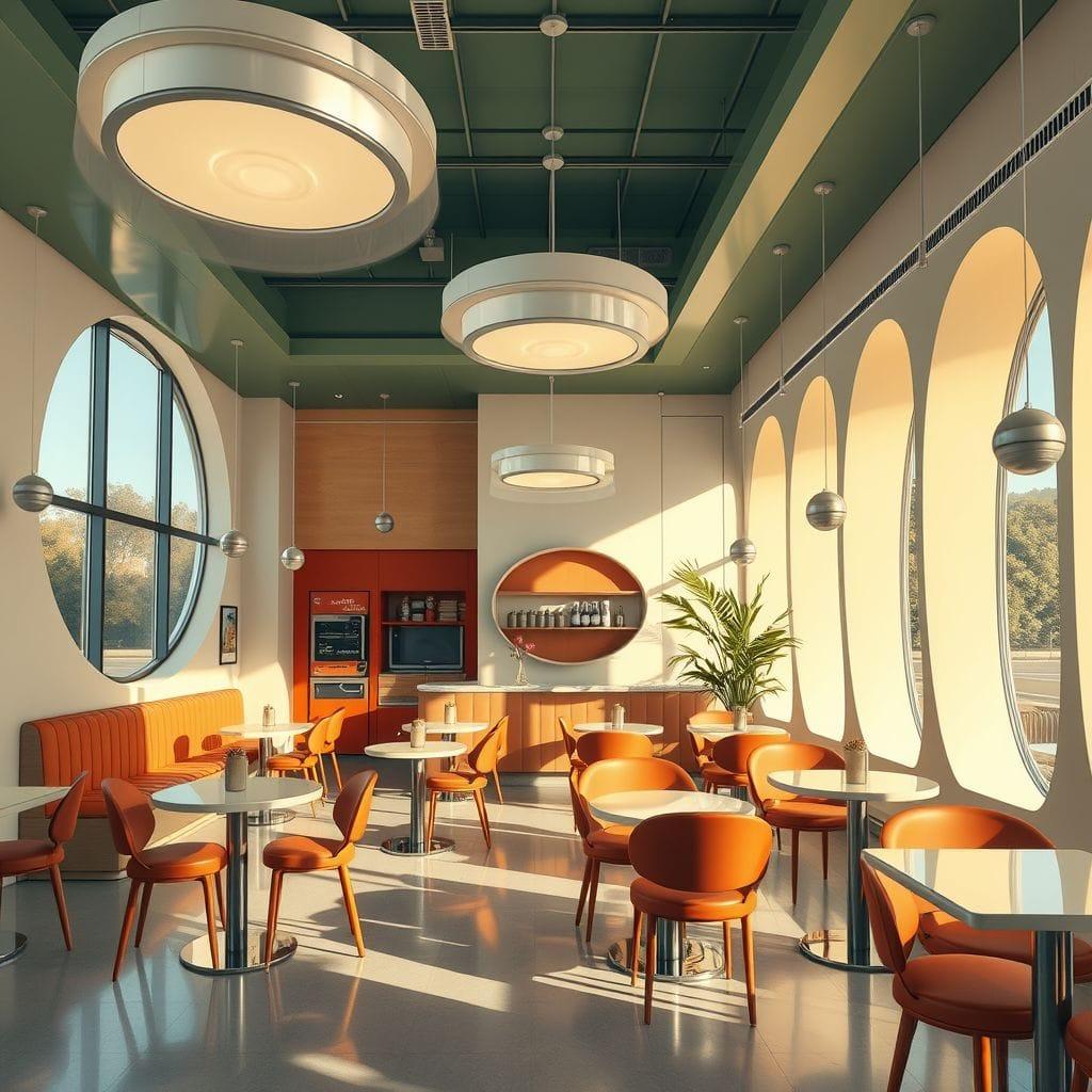 Retro Futuristic Coffee Shop design example 2