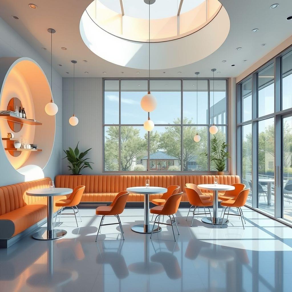 Retro Futuristic Coffee Shop design example 4