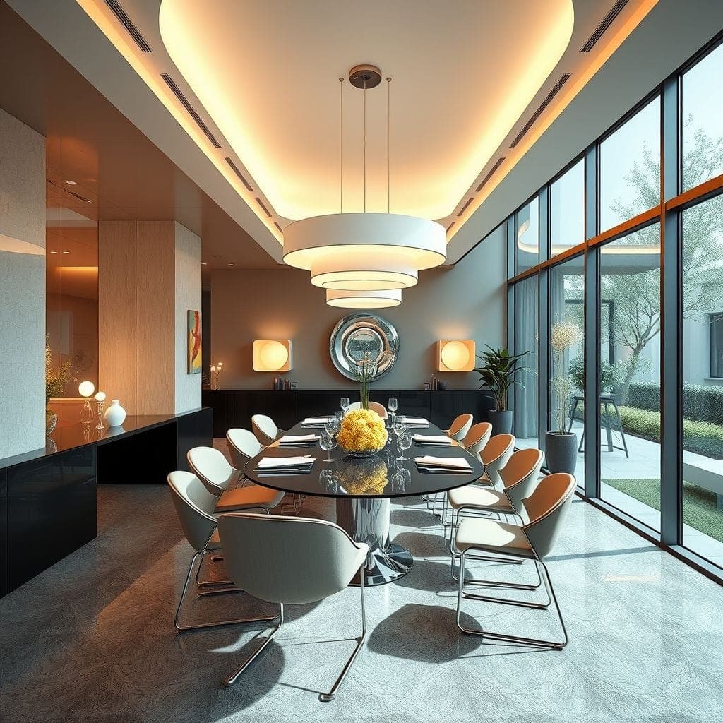 Retro Futuristic Dining Room design example 4