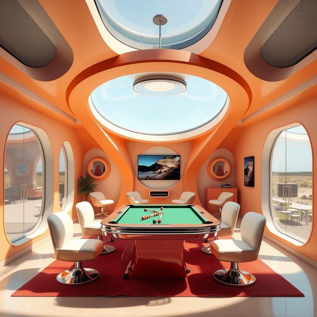 Retro Futuristic Game Room design example 2