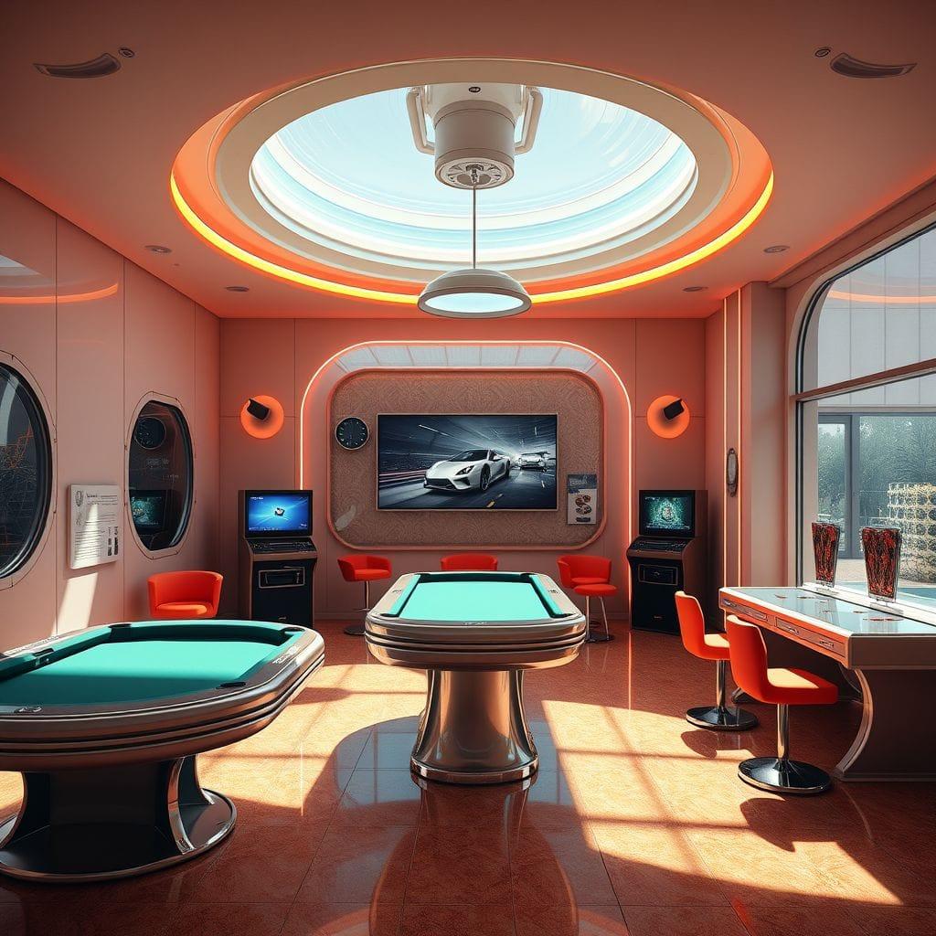 Retro Futuristic Game Room design example 3