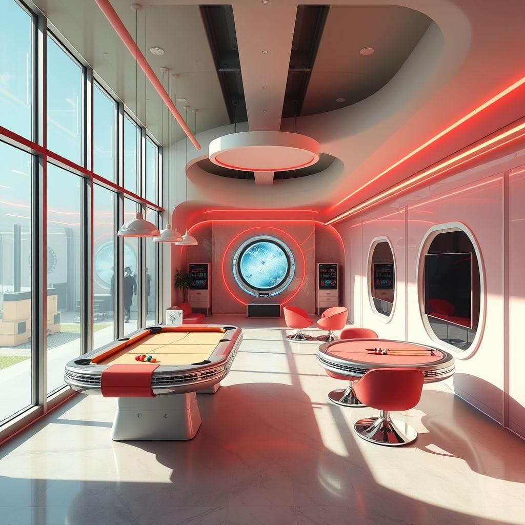 Retro Futuristic Game Room design example 4