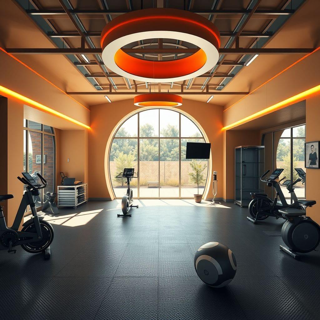Retro Futuristic Garage Gym design example 4