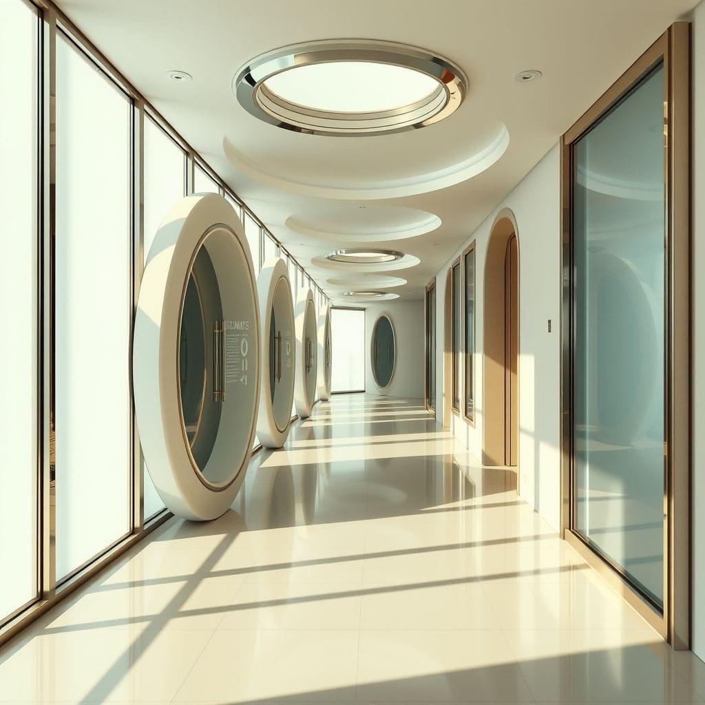 Retro Futuristic Hallway design example 1