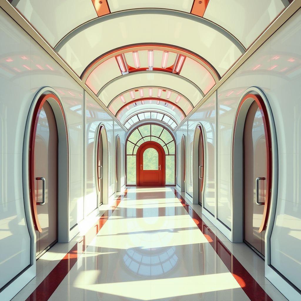 Retro Futuristic Hallway design example 3