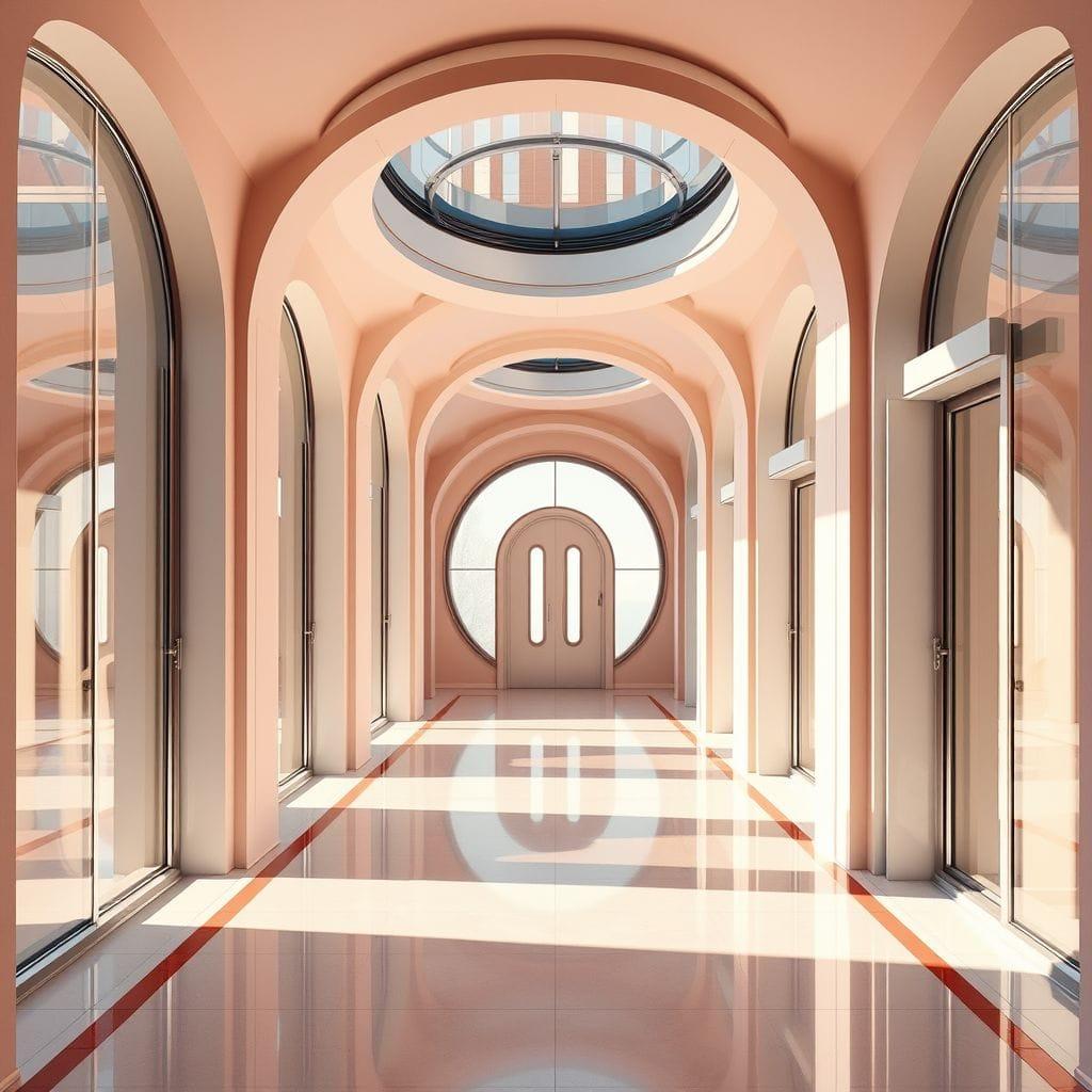 Retro Futuristic Hallway design example 4