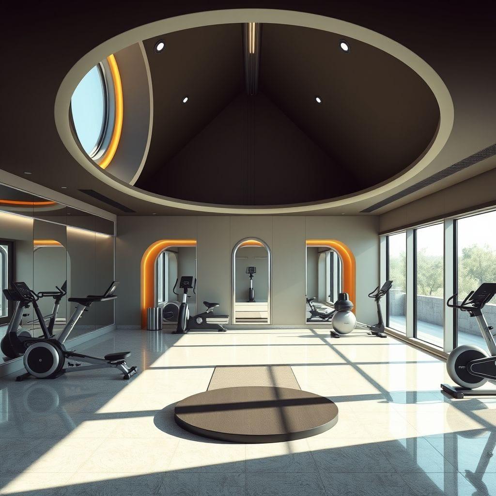 Retro Futuristic Home Gym design example 4