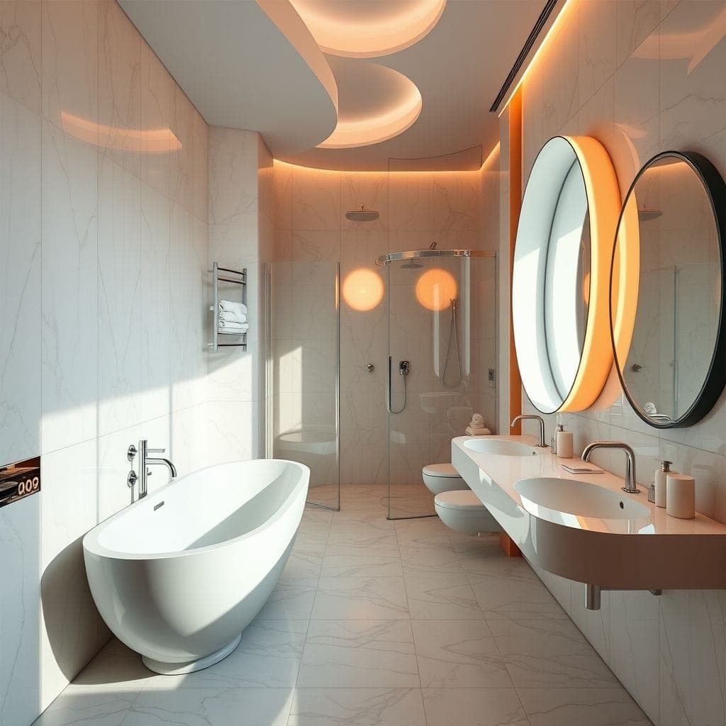 Retro Futuristic Hotel Bathroom design example 2