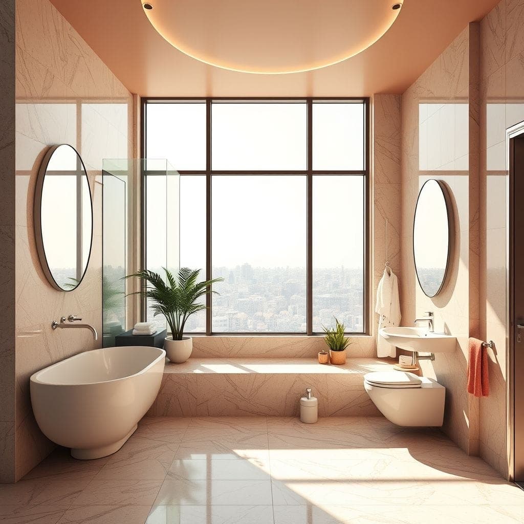 Retro Futuristic Hotel Bathroom design example 3