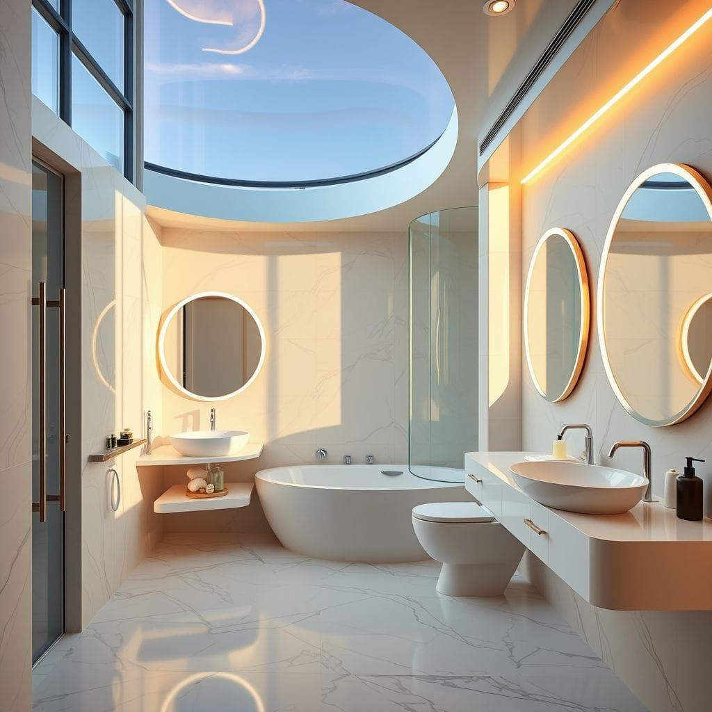 Retro Futuristic Hotel Bathroom design example 4
