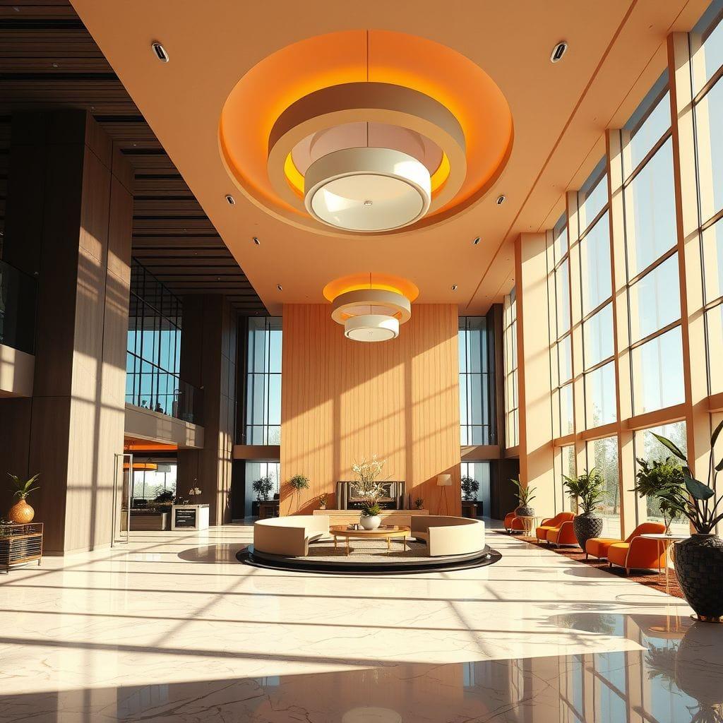 Retro Futuristic Hotel Lobby design example 4