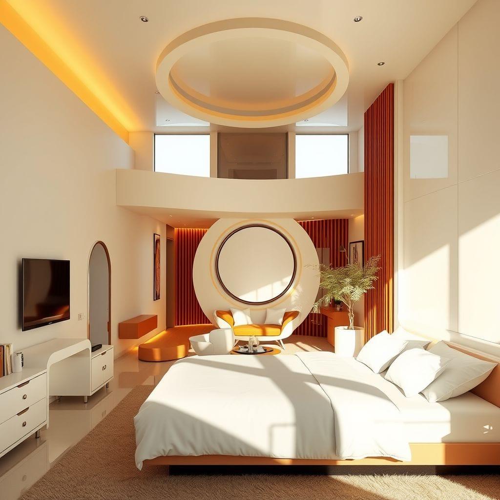 Retro Futuristic Hotel Room design example 2