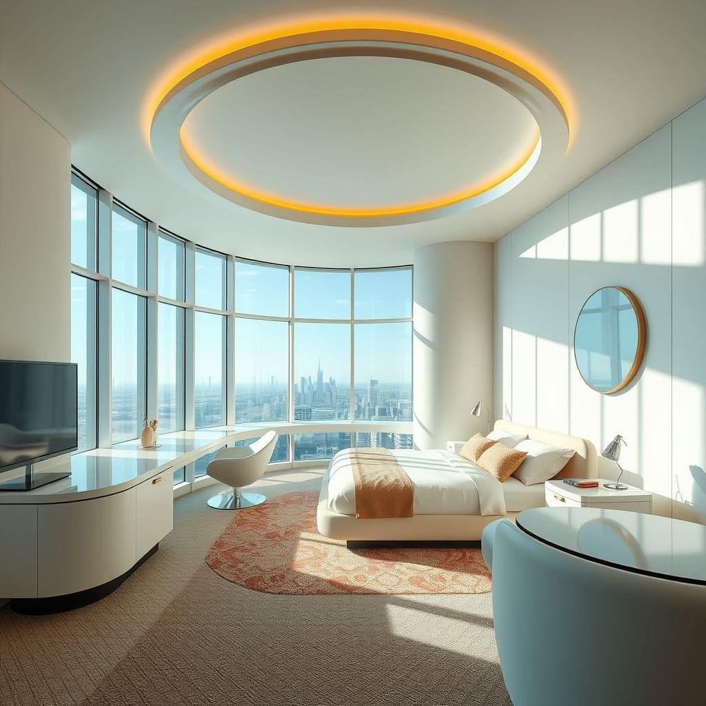 Retro Futuristic Hotel Room design example 3