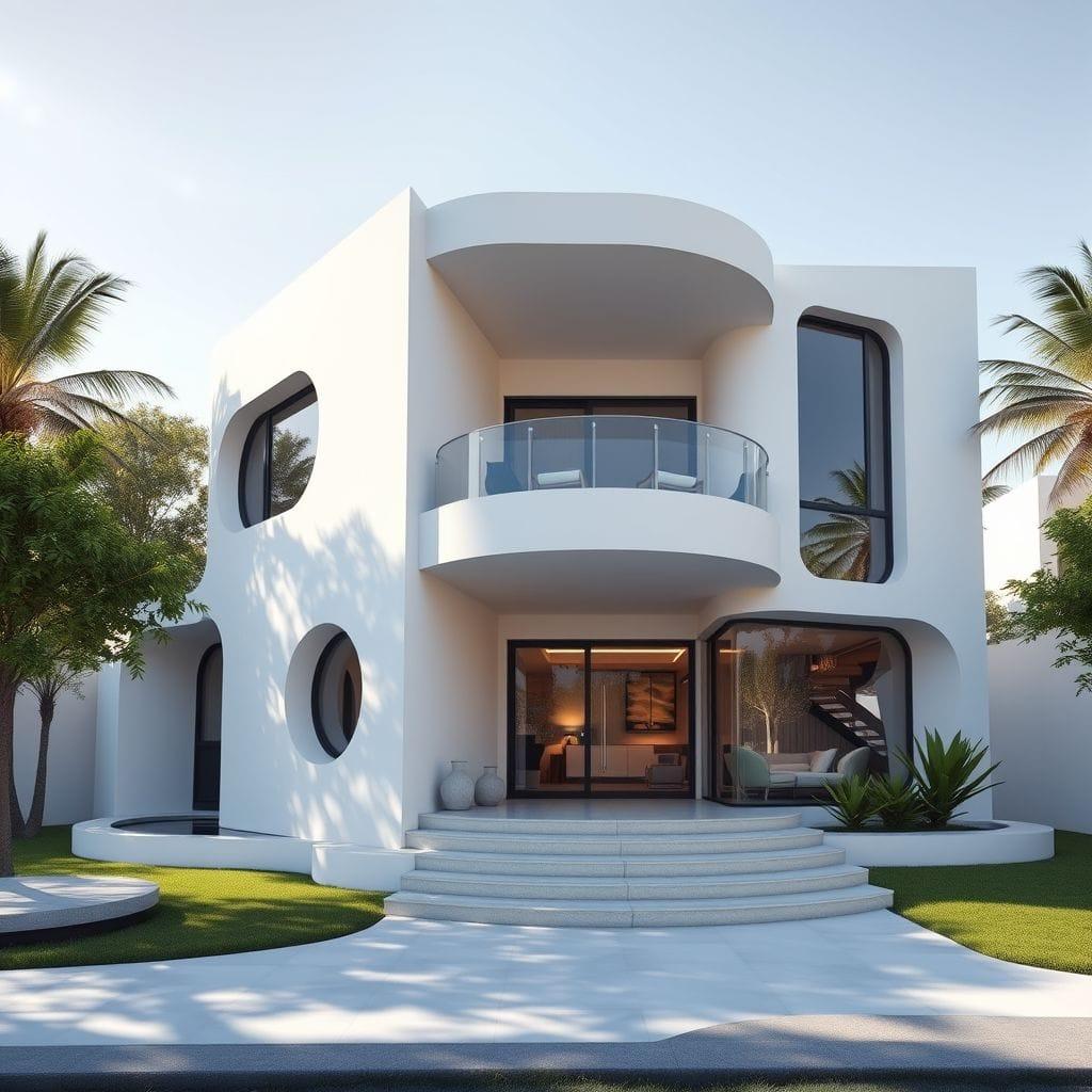 Retro Futuristic House Exterior design example 1