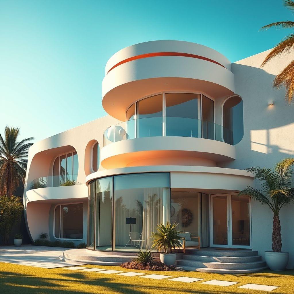 Retro Futuristic House Exterior design example 3