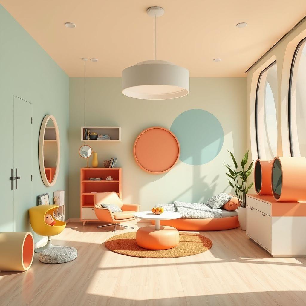 Retro Futuristic Kids Room design example 1