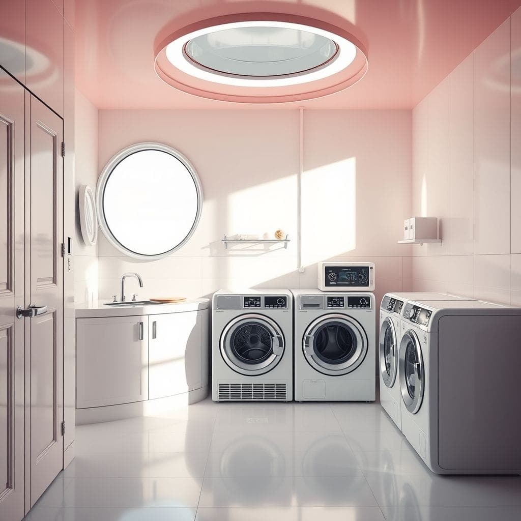 Retro Futuristic Laundry Room design example 1