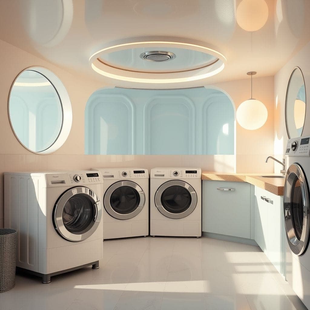 Retro Futuristic Laundry Room design example 3