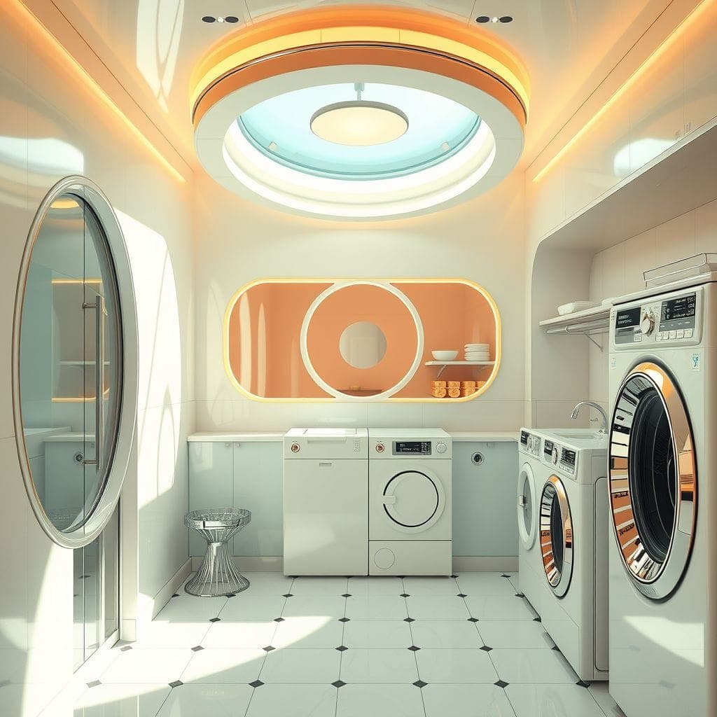 Retro Futuristic Laundry Room design example 4