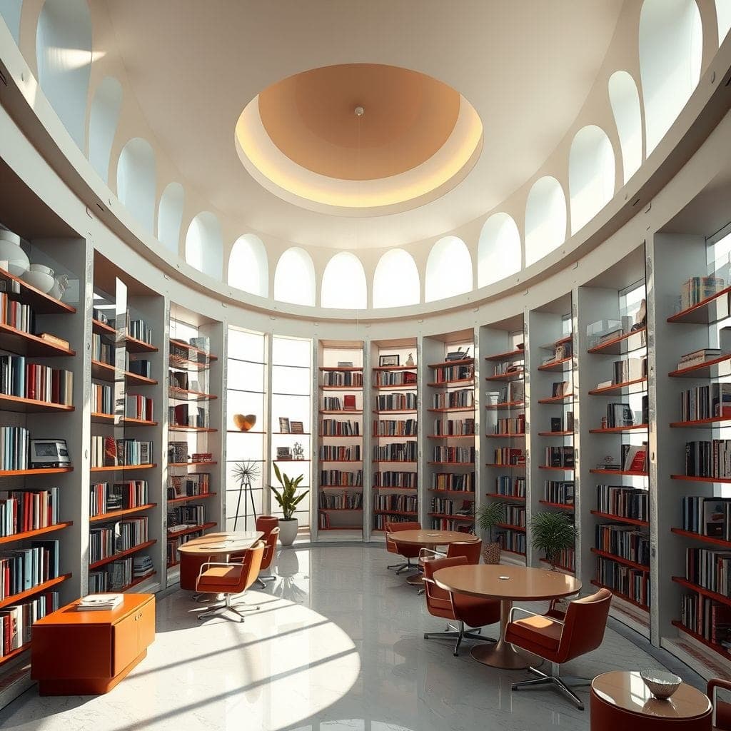 Retro Futuristic Library design example 1